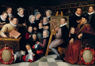 De kunstenaar schildert, omringd door zijn familie, 1584 door Otto van Veen